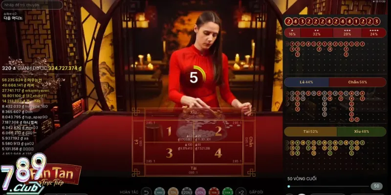 Các ô cược được hiển thị ngay trên màn hình