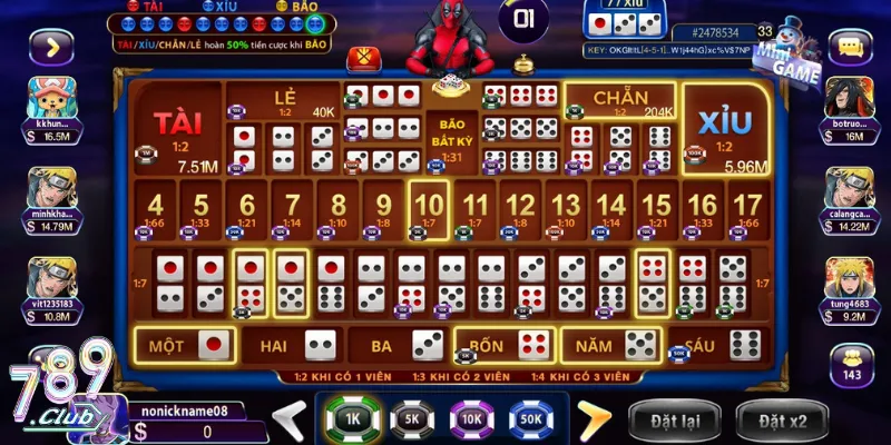 Tài xỉu Sicbo hàng triệu lượt tham gia tại 789Club